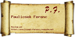 Paulicsek Ferenc névjegykártya