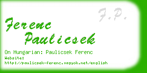 ferenc paulicsek business card